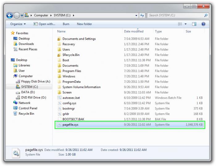 Windows 7: как отключить файл подкачки?