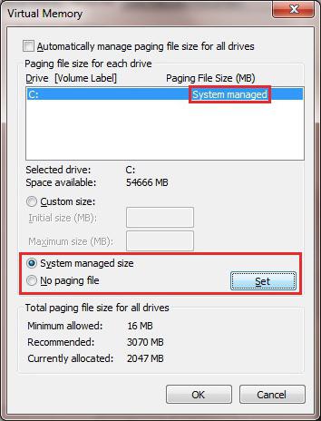 Размер файла подкачки Windows