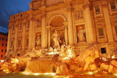 trevi fountain on a map of rome