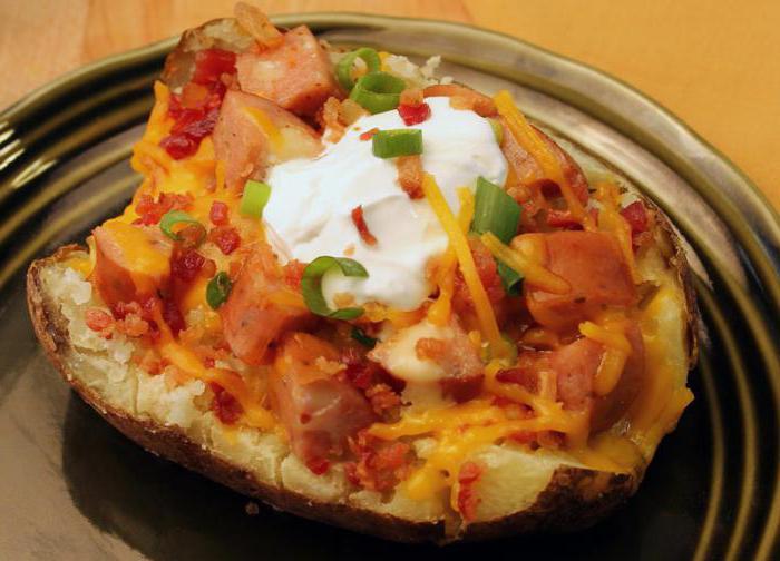 stuffed potatoes with sausage and cheese in the oven