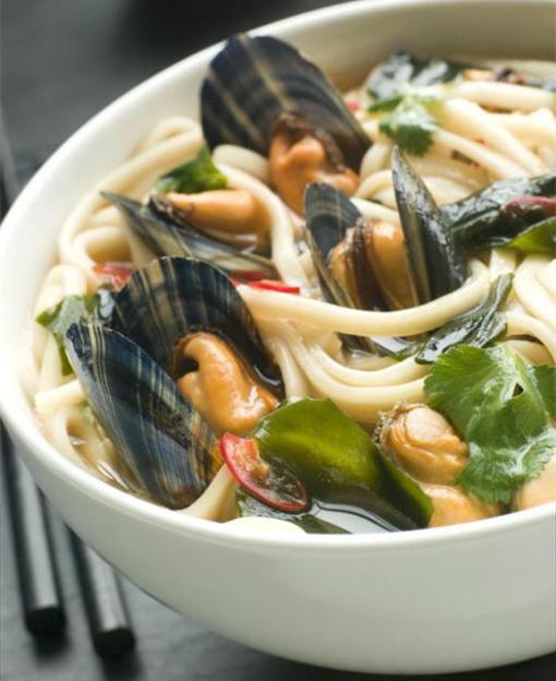 Japanese miso soup with mussels