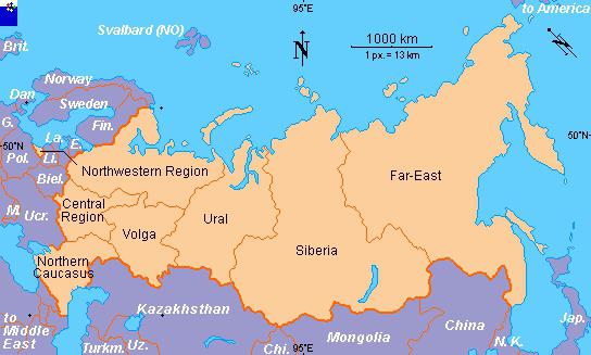 федеральные округа России на карте