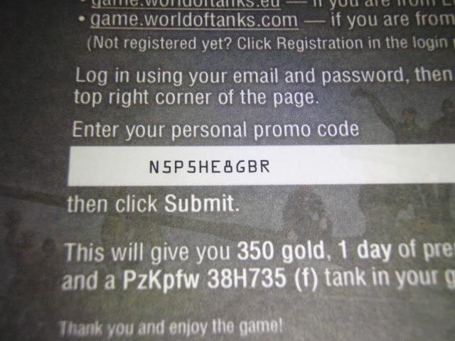 World of Tanks bonus code activation