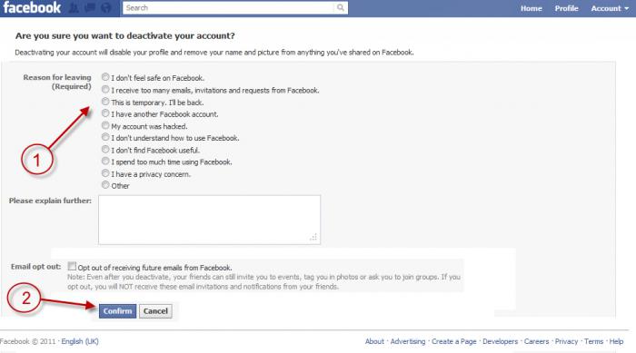 как удалить аккаунт в facebook навсегда