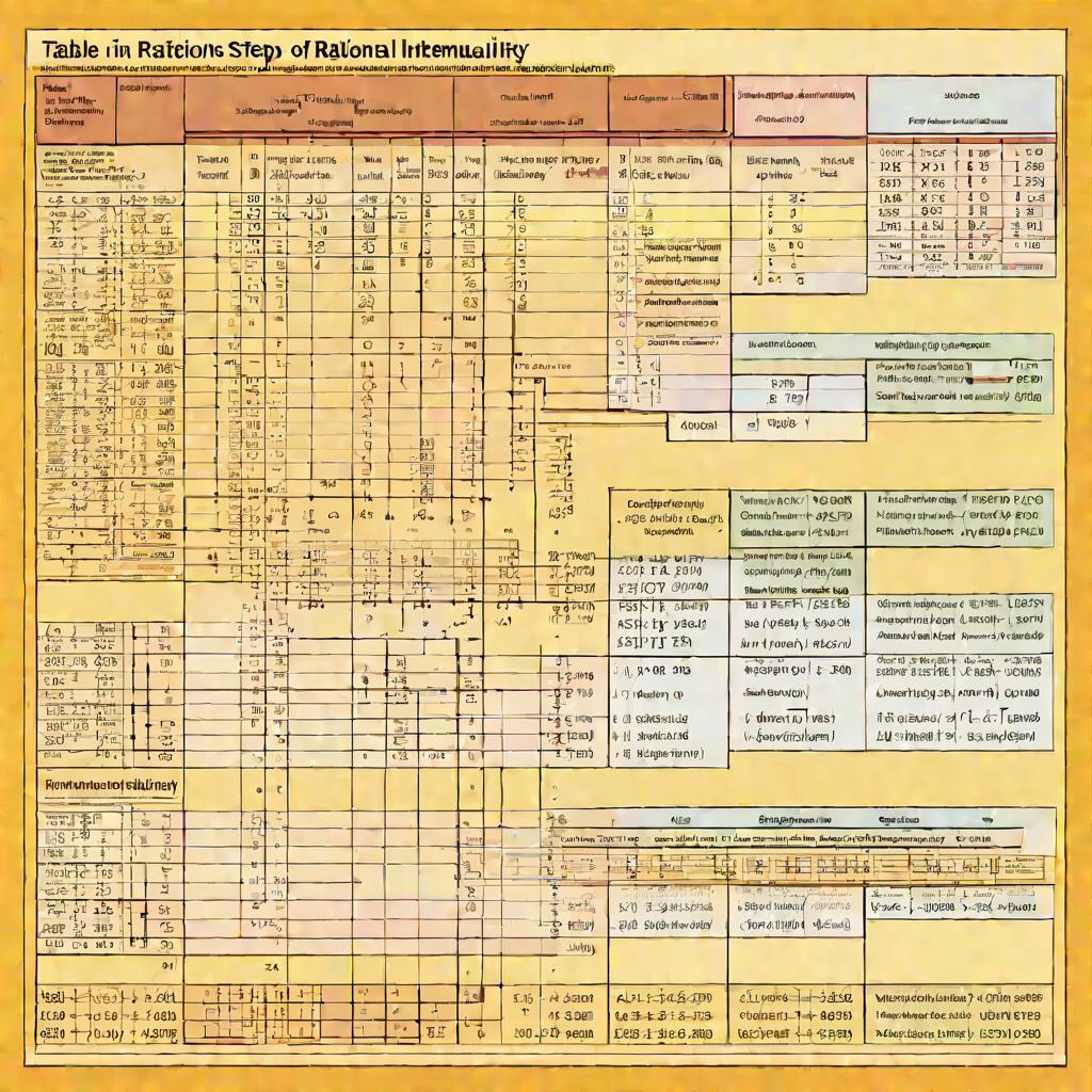 Таблица с этапами решения рационального неравенства, математическое образование