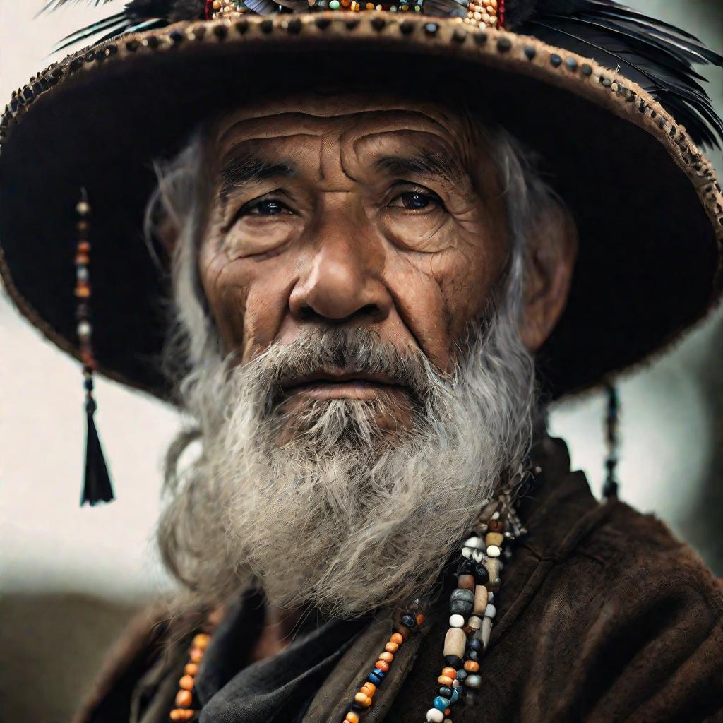 Портрет пожилого мужчины в необычной шляпе