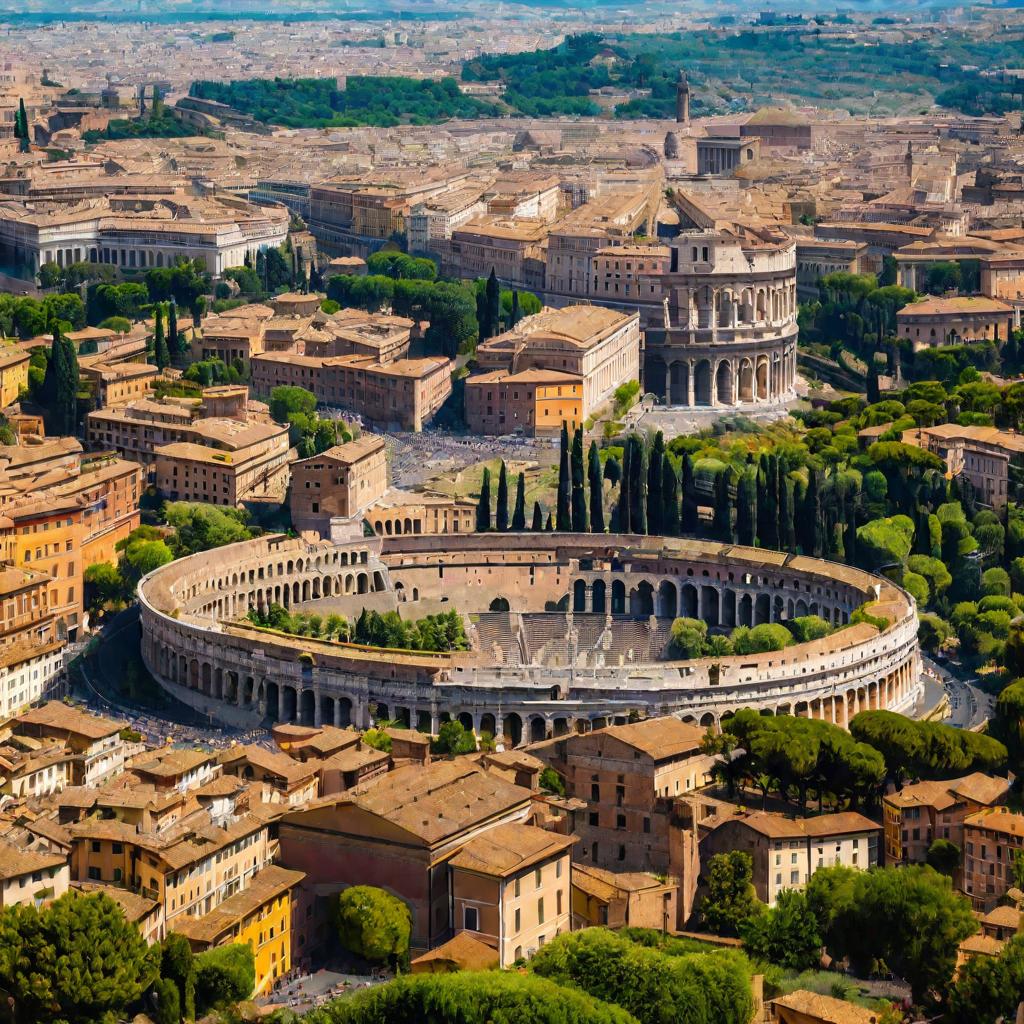 Вид сверху на Рим с семью холмами