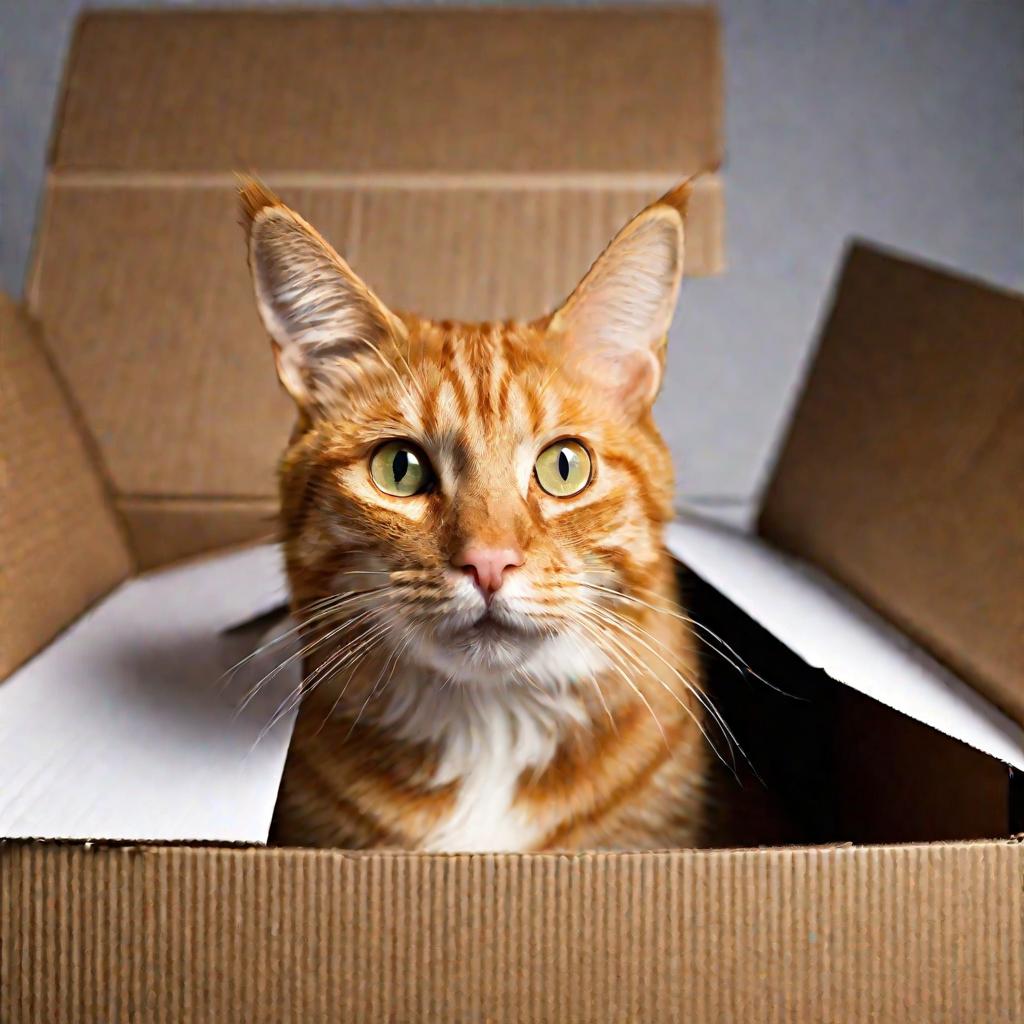 Кот в коробке-ловушке