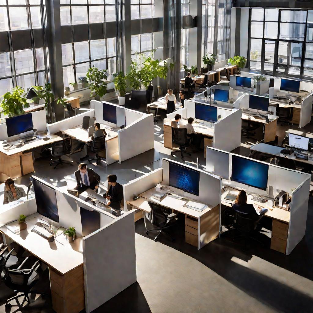 Офис, где сотрудники нуждаются в быстром интернете