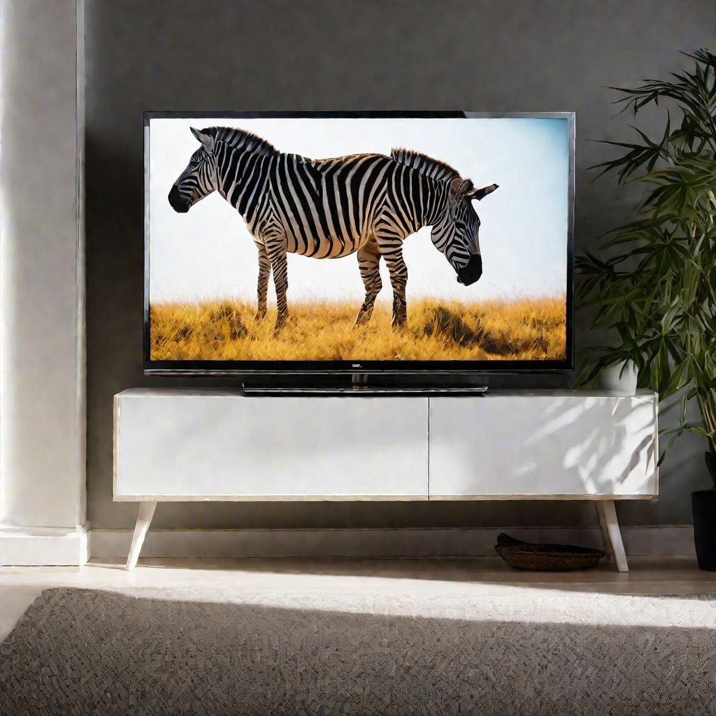 Современный телевизор, на котором идет передача о природе