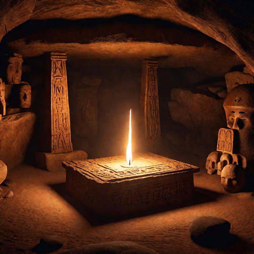 Древний алтарь внутри пещеры