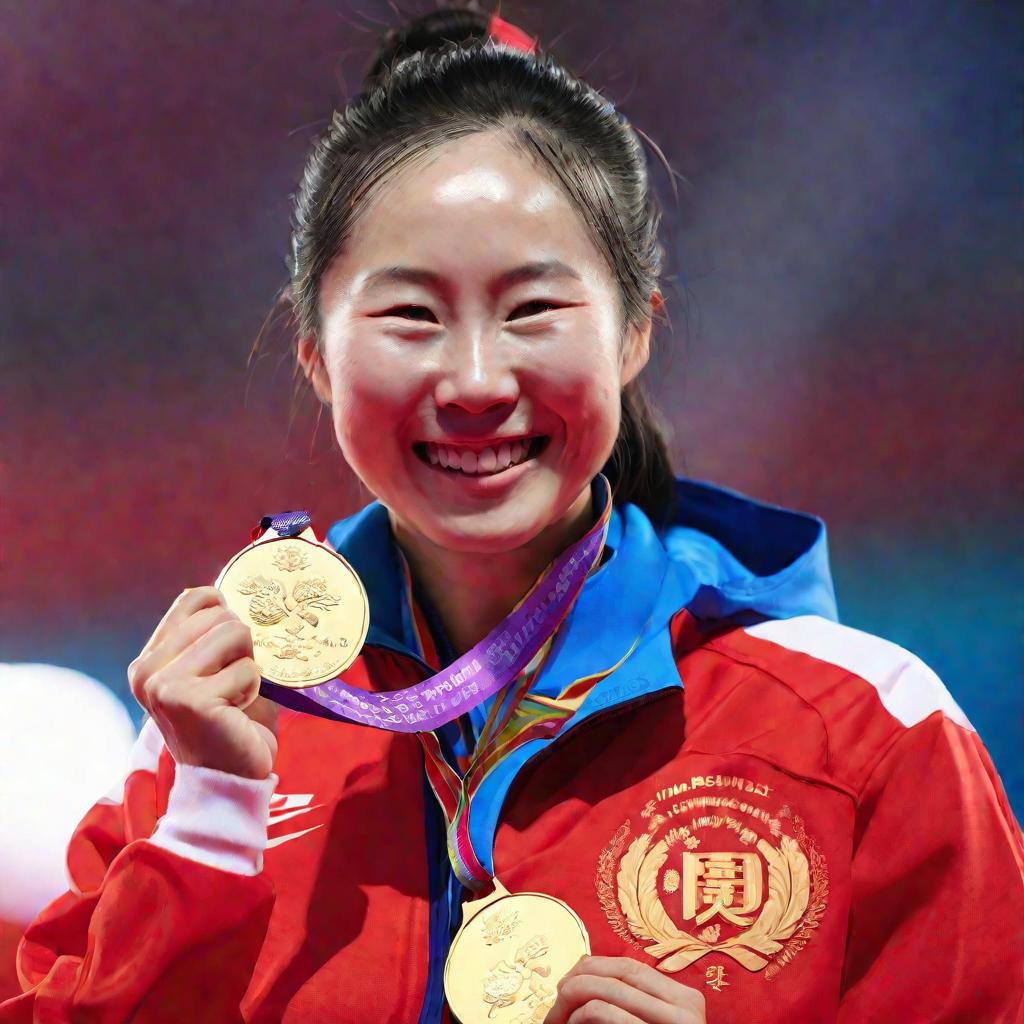 Чжан Ин с золотой медалью