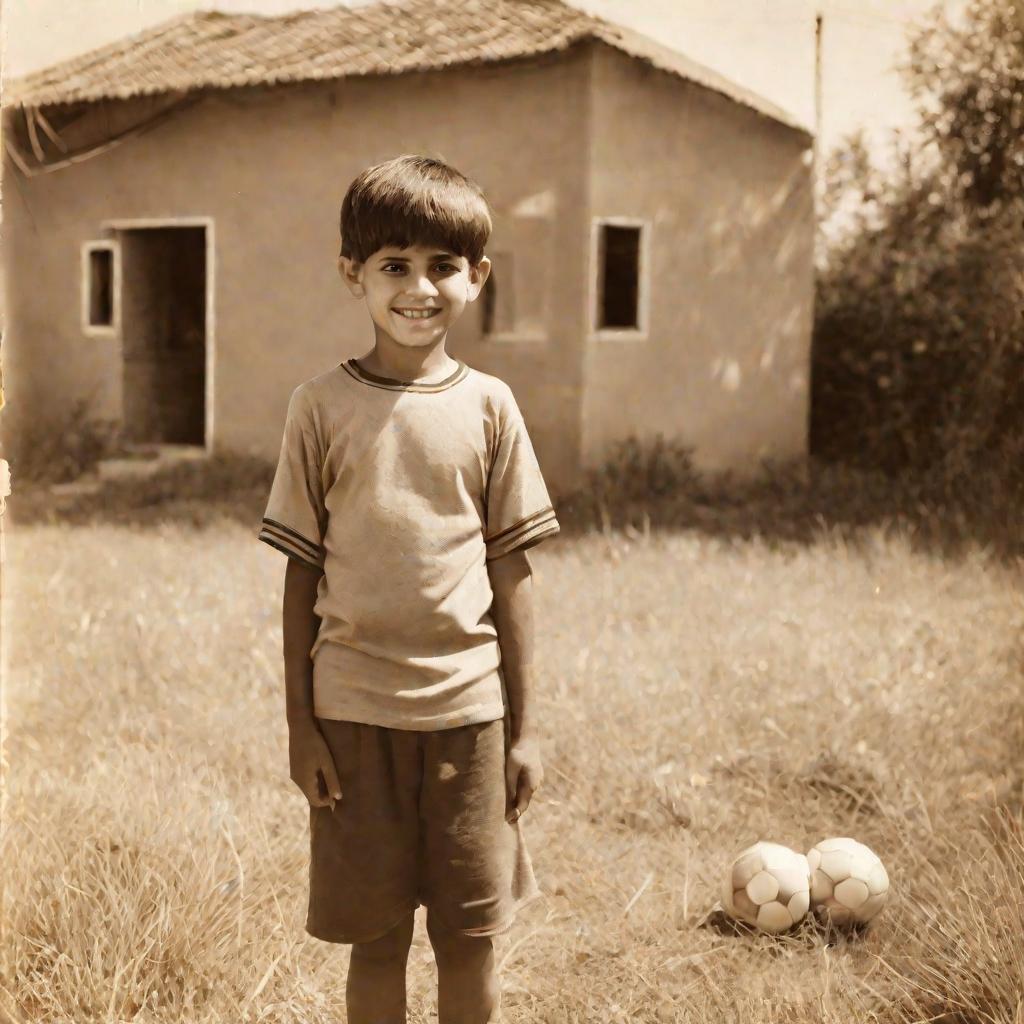 Детское фото Магомеда Адиева с футбольным мячом