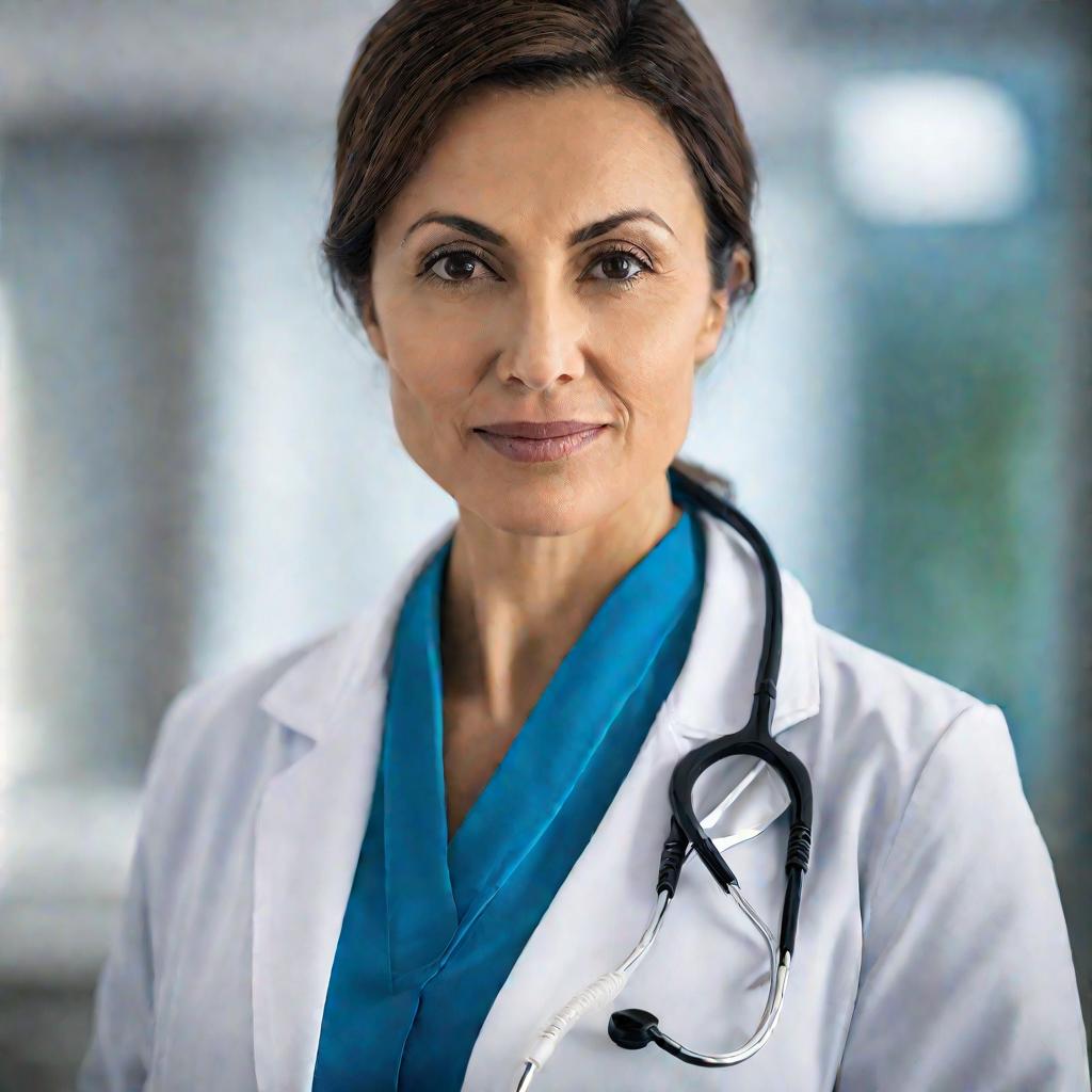 Портрет женщины-онколога в белом халате