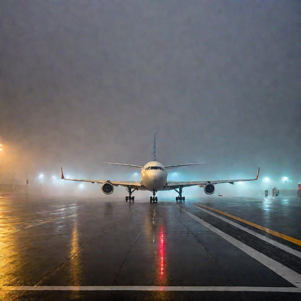 Взлетная полоса аэропорта Мехико в тумане