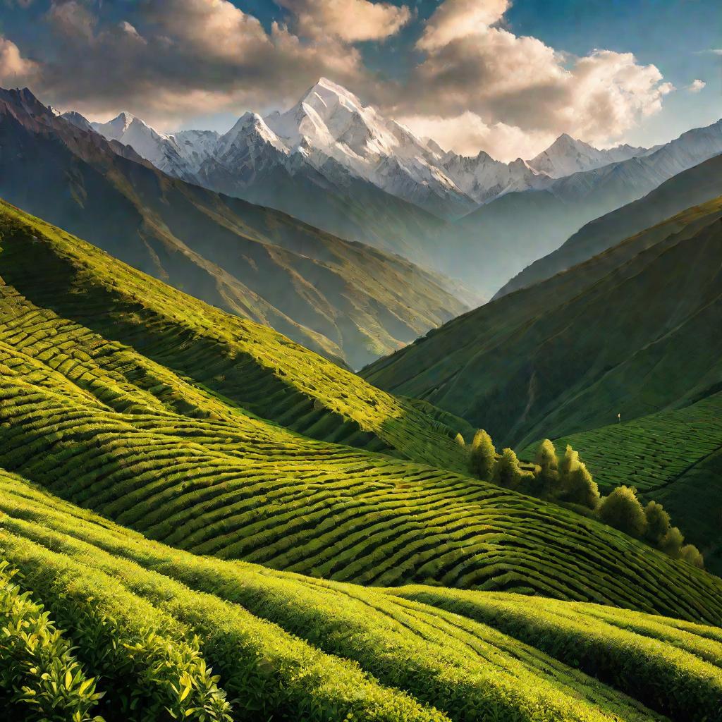 Чайная плантация в горах Кавказа