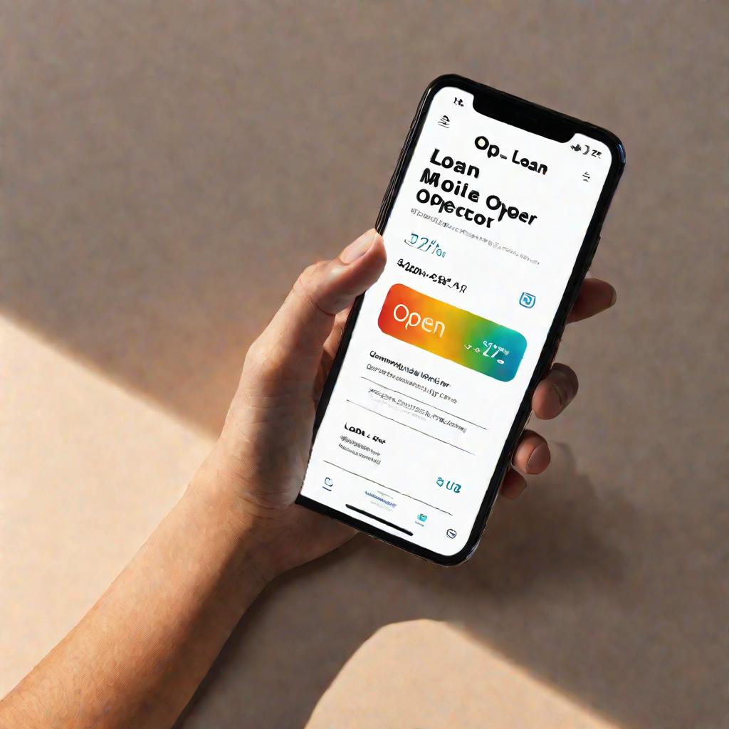 Рука держит смартфон с открытым приложением оператора для оформления займа