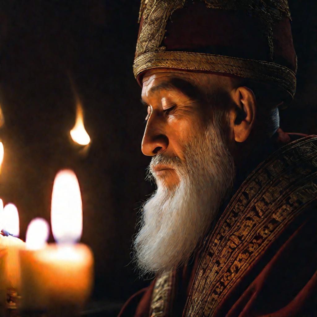 Портрет монаха при свечах