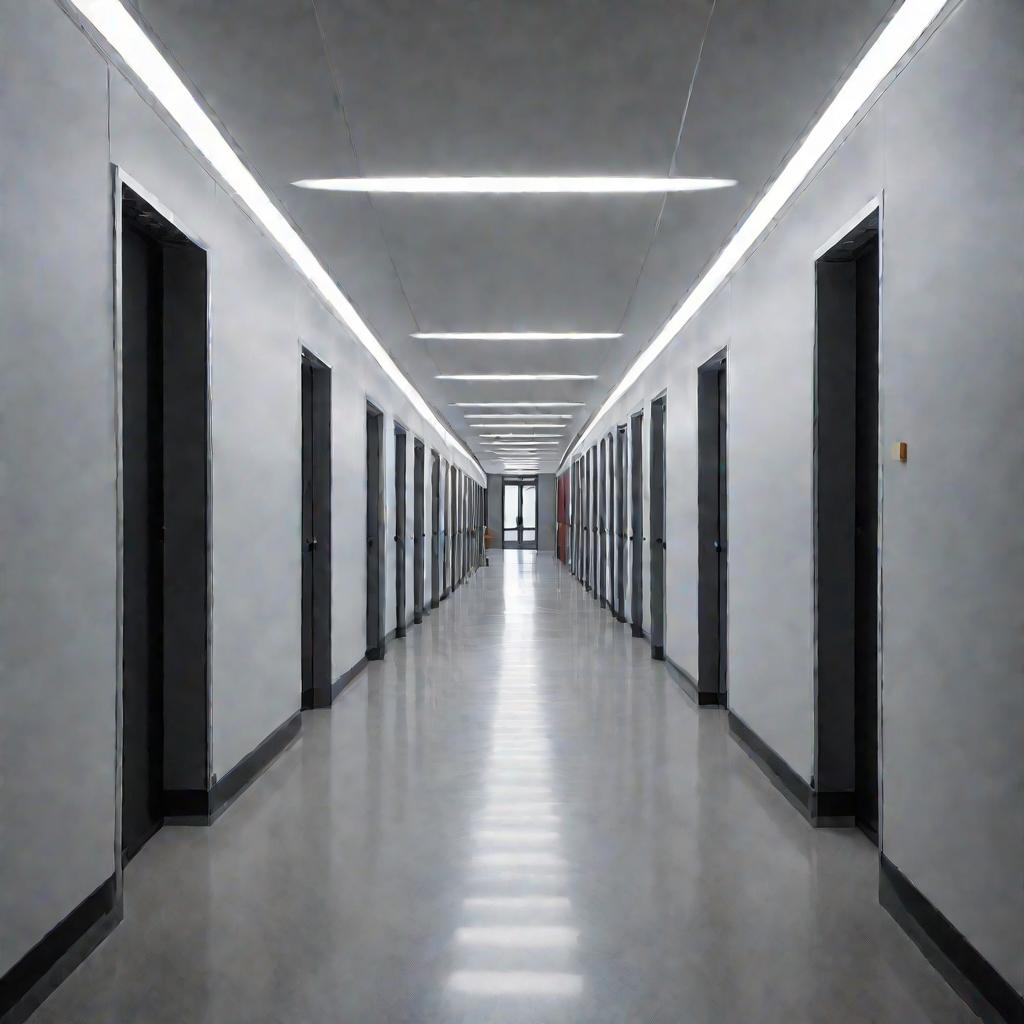 Офисный коридор с одинаковыми дверями