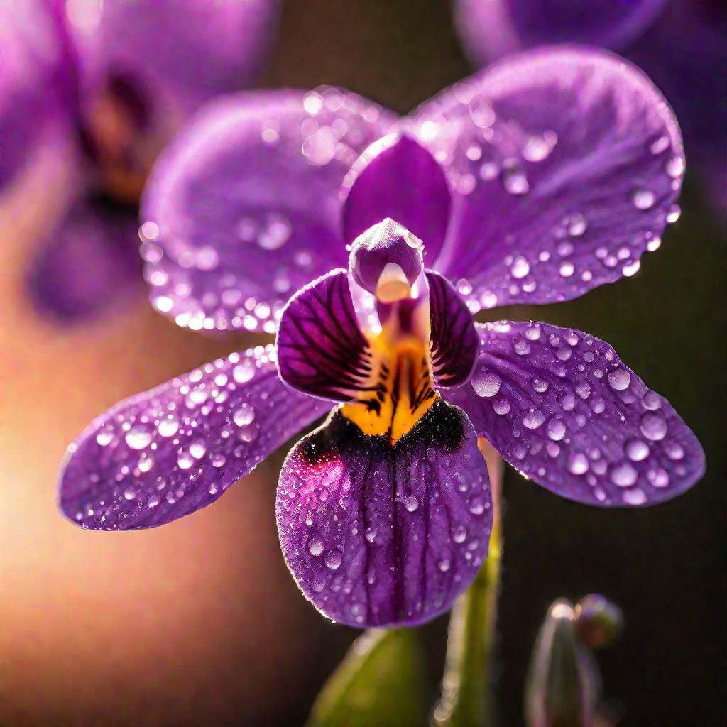 Крупный план цветка фиалки дикой орхидеи