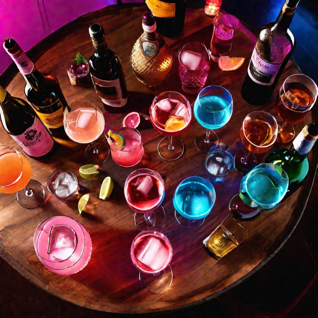Алкогольные напитки на столе