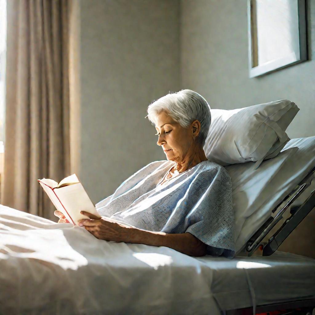 Пожилая женщина-пациент в палате онкоцентра