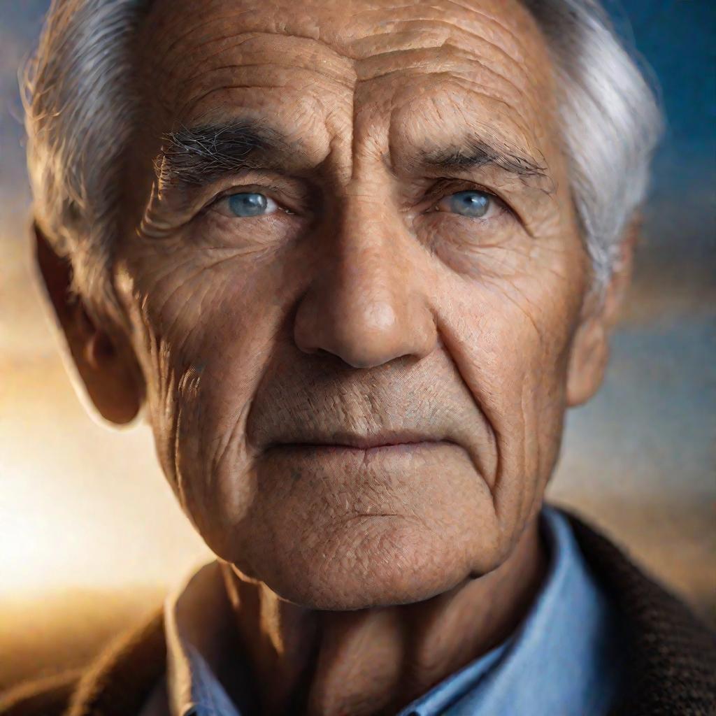 Портрет пожилого мужчины с начальной стадией катаракты