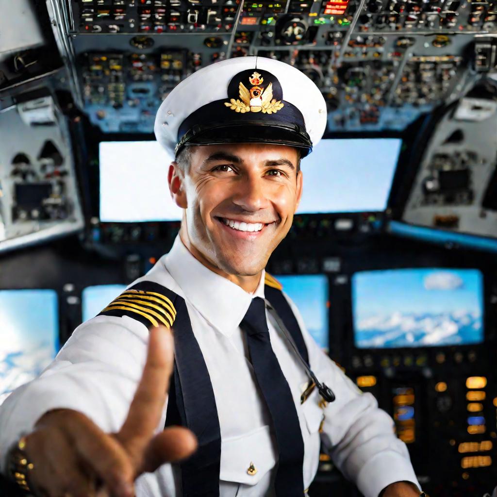 Портрет пилота в кабине самолета