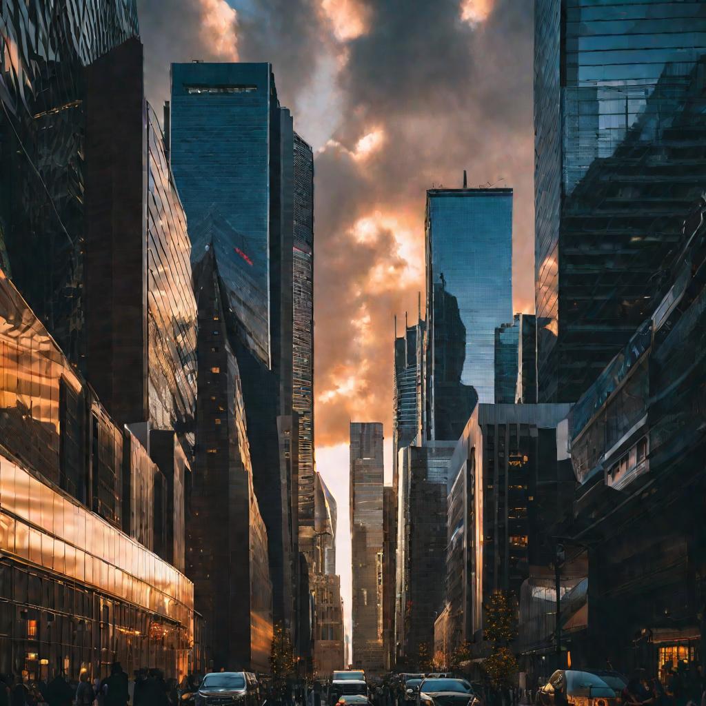 Вид города на закате