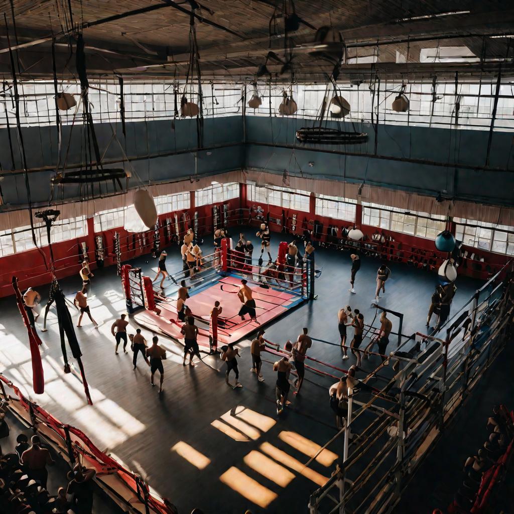 Зал для тренировок академии бокса Нижний Новгород утром в солнечный день