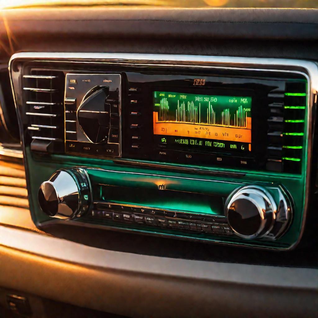 Автомобильное радио настраивается на частоту
