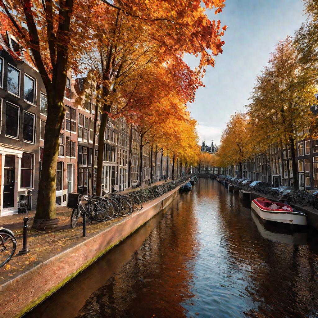 Каналы Амстердама осенью