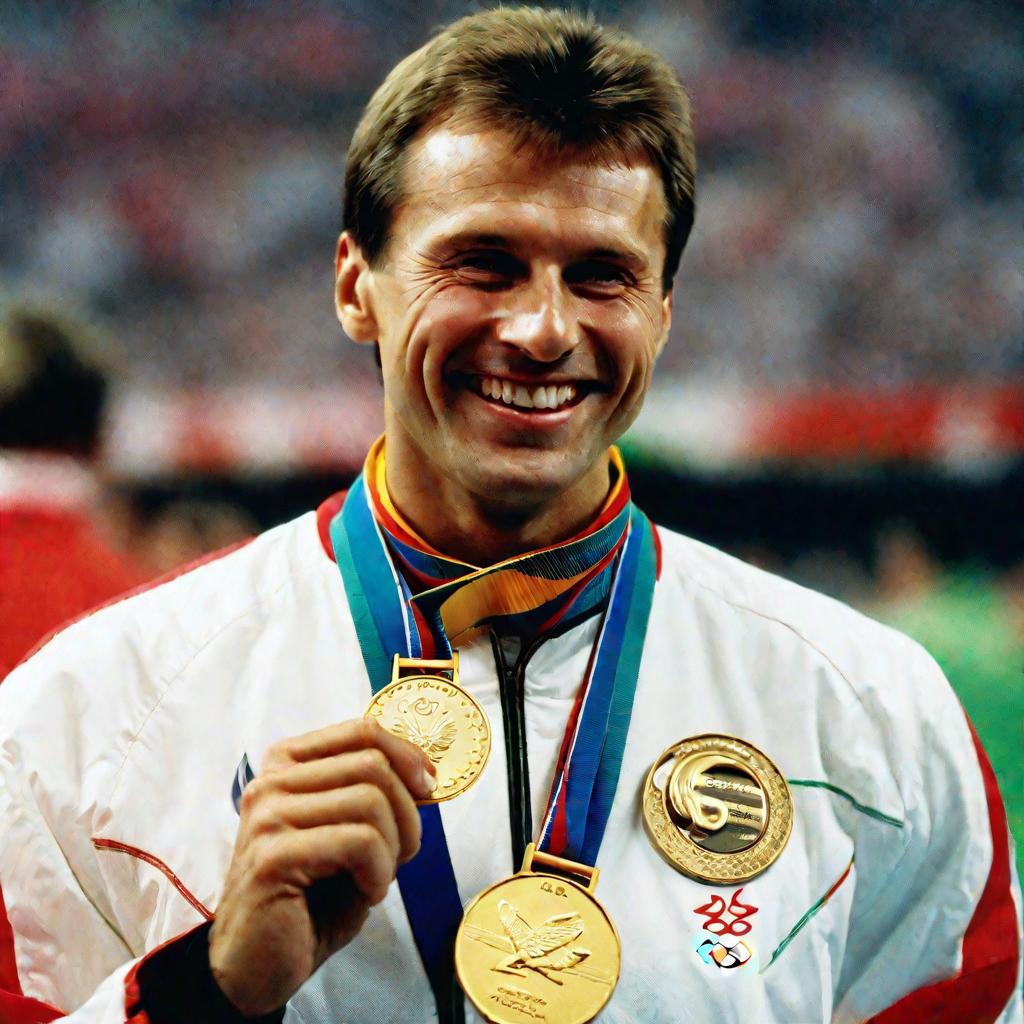 Сергей Разумовский с золотой Олимпийской медалью