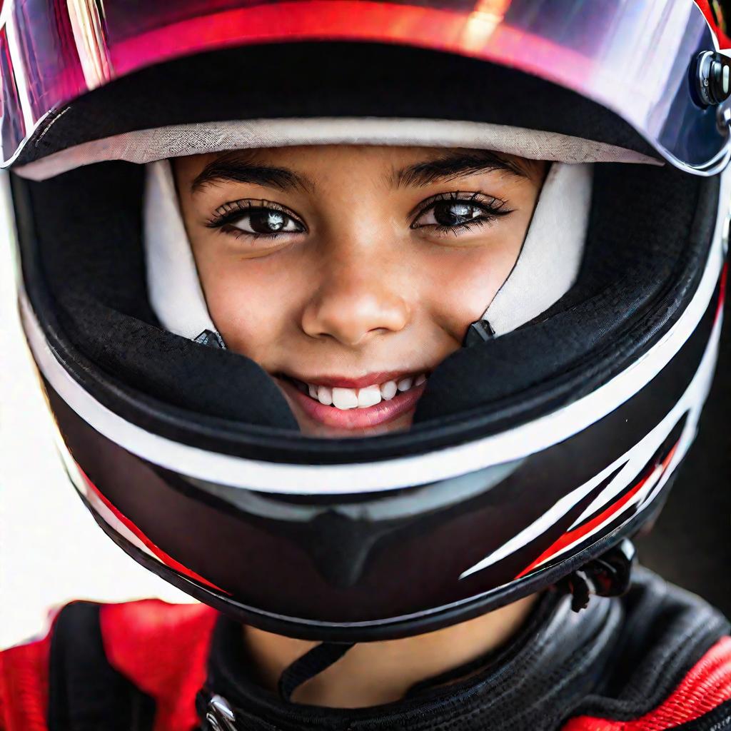 Девушка в шлеме гонщика