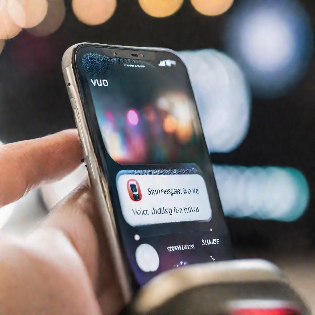 Смартфон с приложением для записи голосовых сообщений