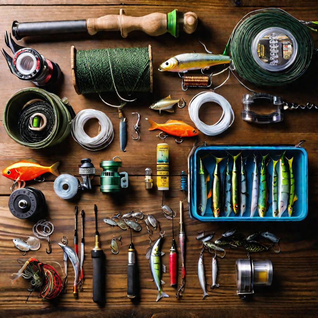 Снаряжение для рыбалки на столе