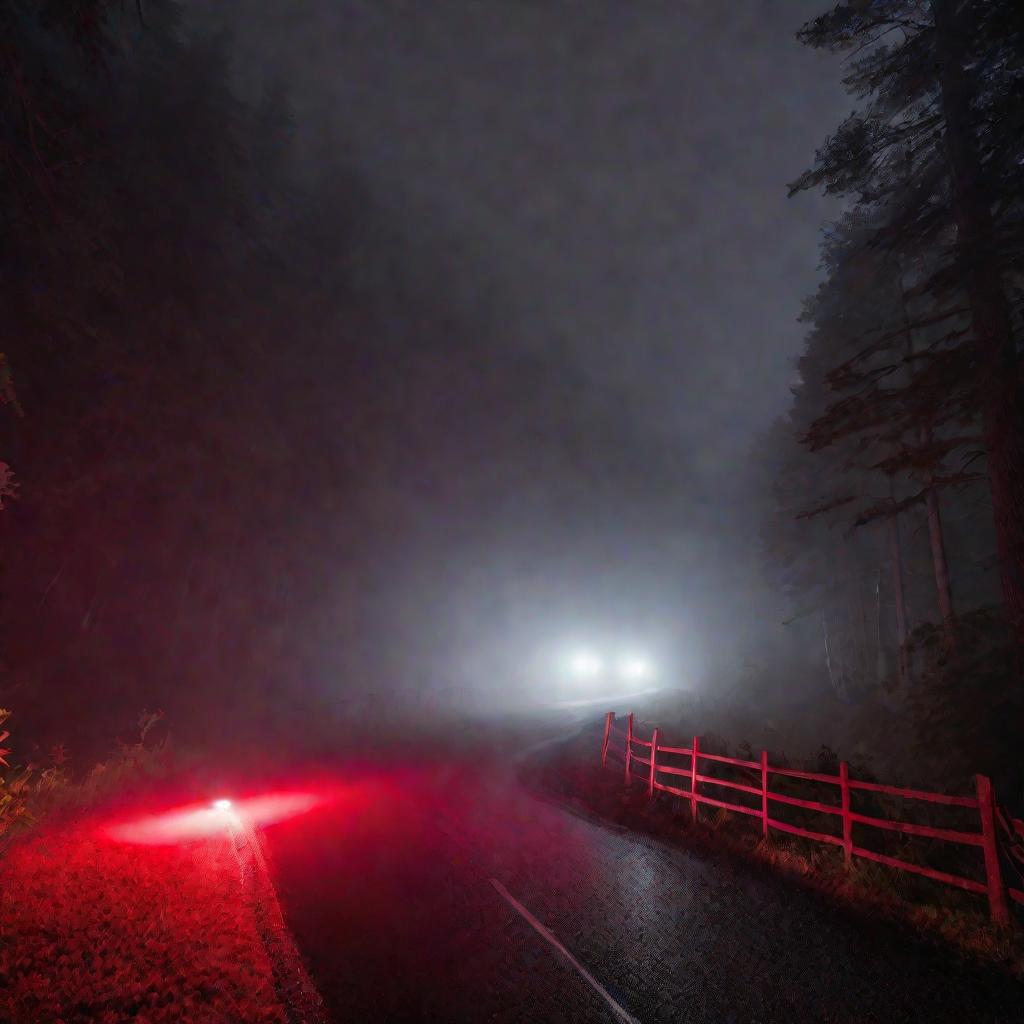 Шлагбаум на дороге ночью