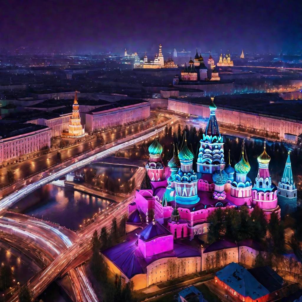 Ночной вид Москвы сверху