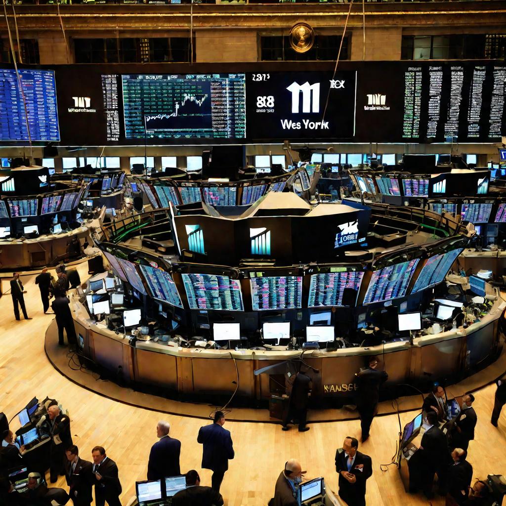 Вид сверху на торговый зал Нью-Йоркской фондовой биржи