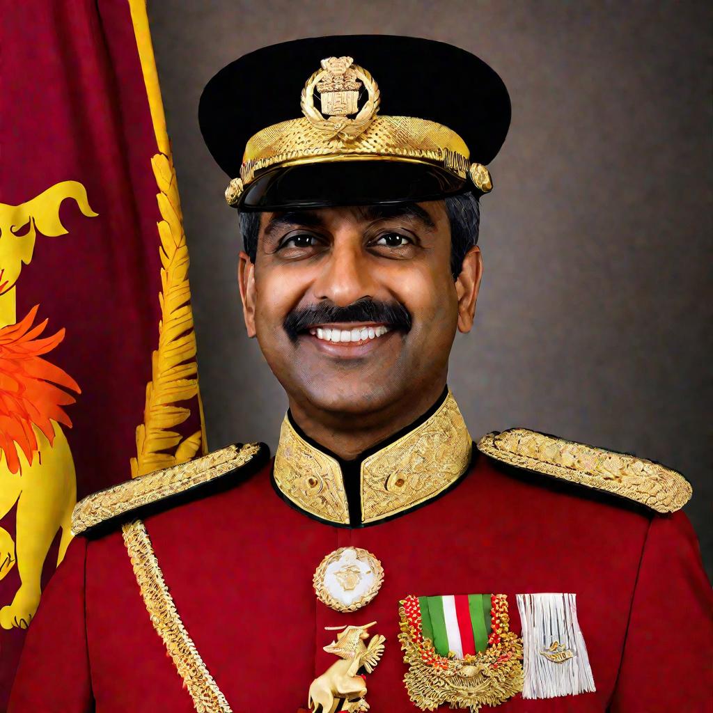 Портрет посла Шри-Ланки в официальной красной форме.