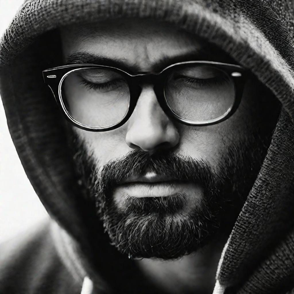 Портрет задумчивого мужчины в очках