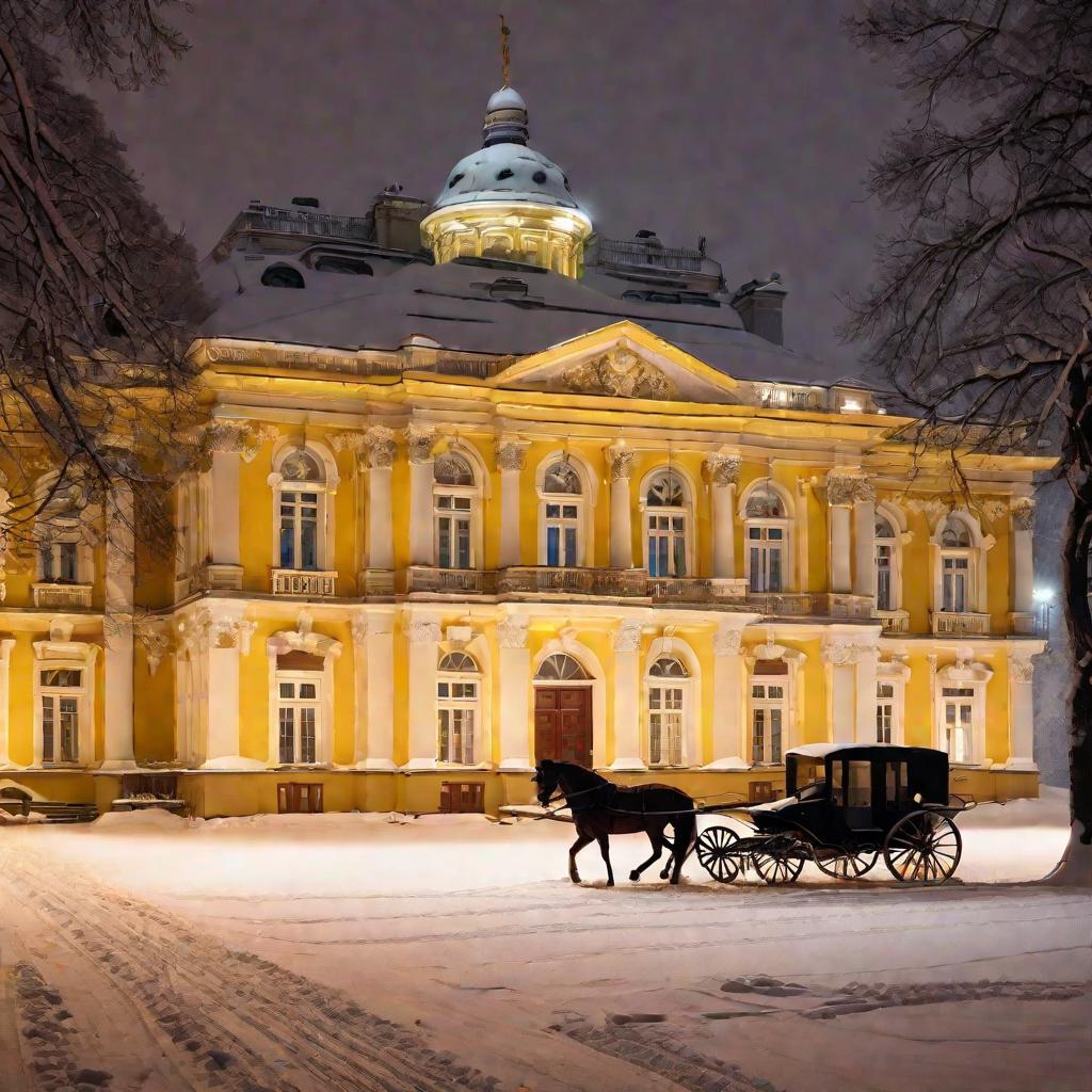 Юсуповский дворец зимним вечером
