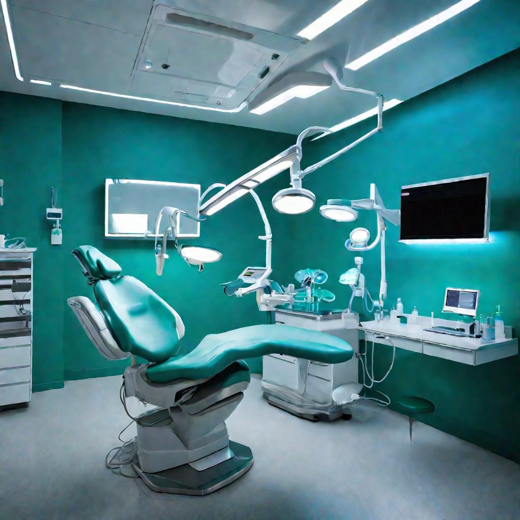 Команда стоматологов в современной клинике проводит лечение пациентов.