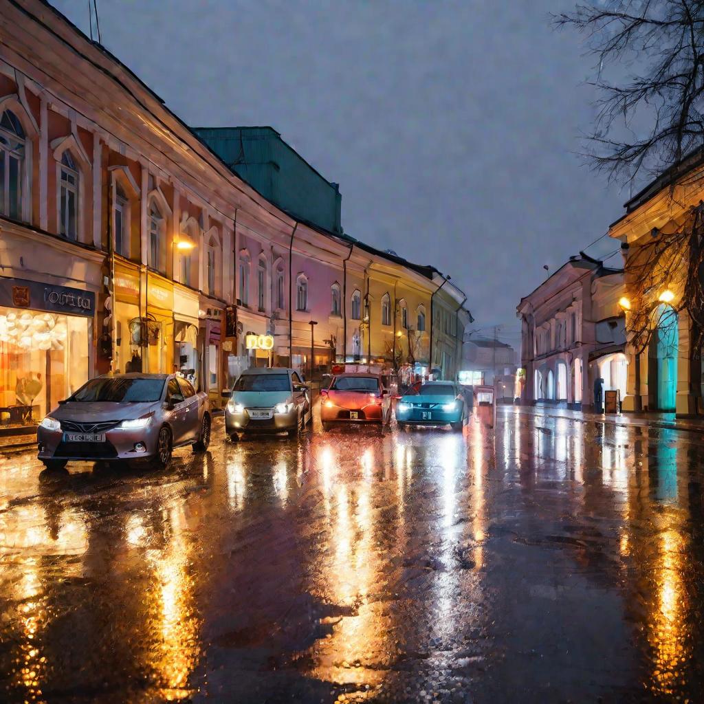 Улица Томска в дождливый вечер