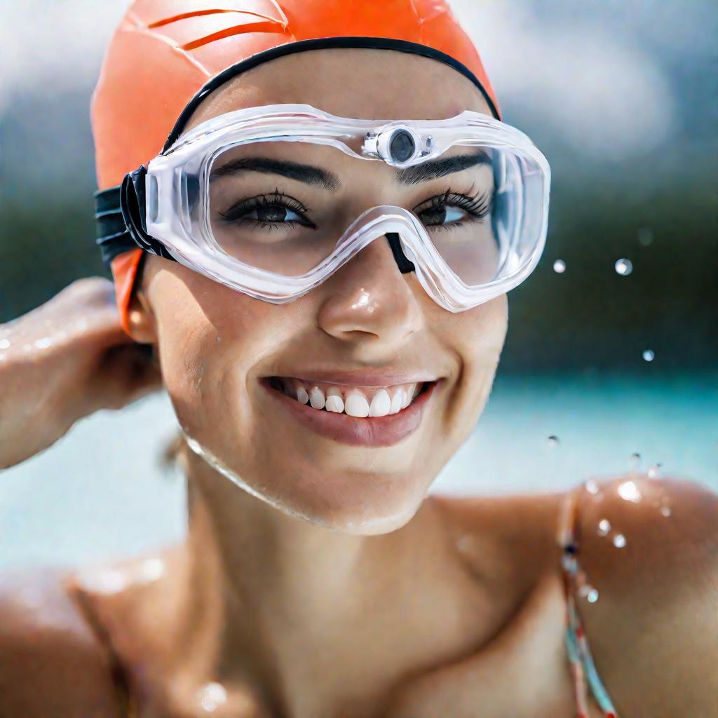 Портрет девушки в очках для плавания