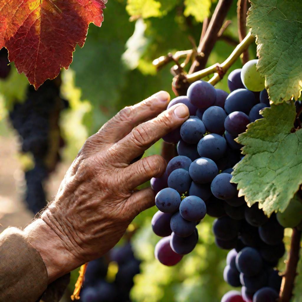 Винодел отбирает виноград