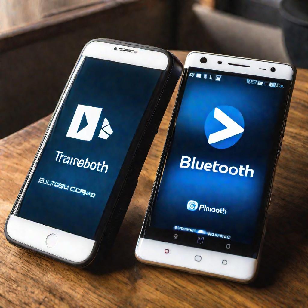 Два смартфона, соединенные по Bluetooth для передачи данных