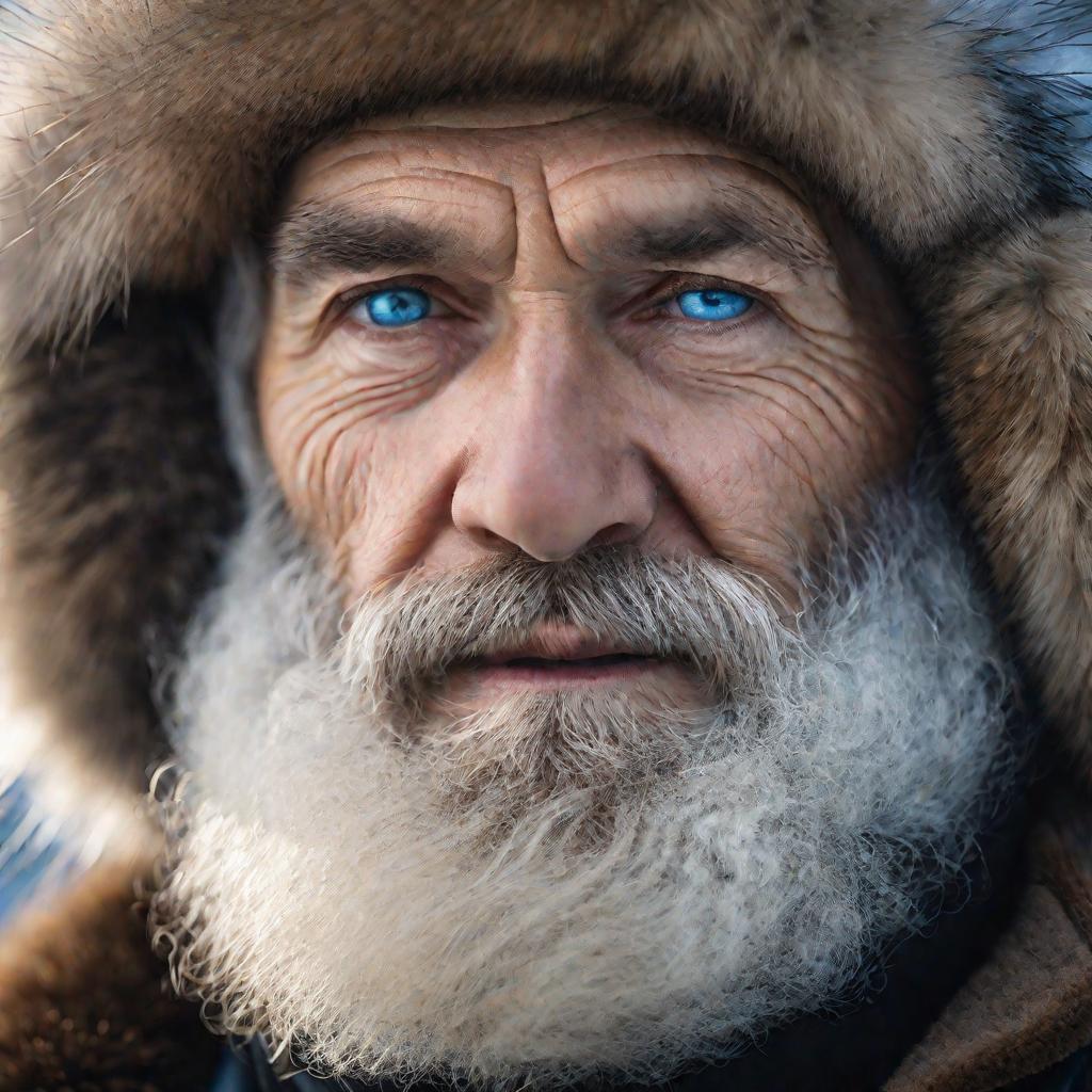 Портрет пожилого русского мужчины в меховой шапке и шубе