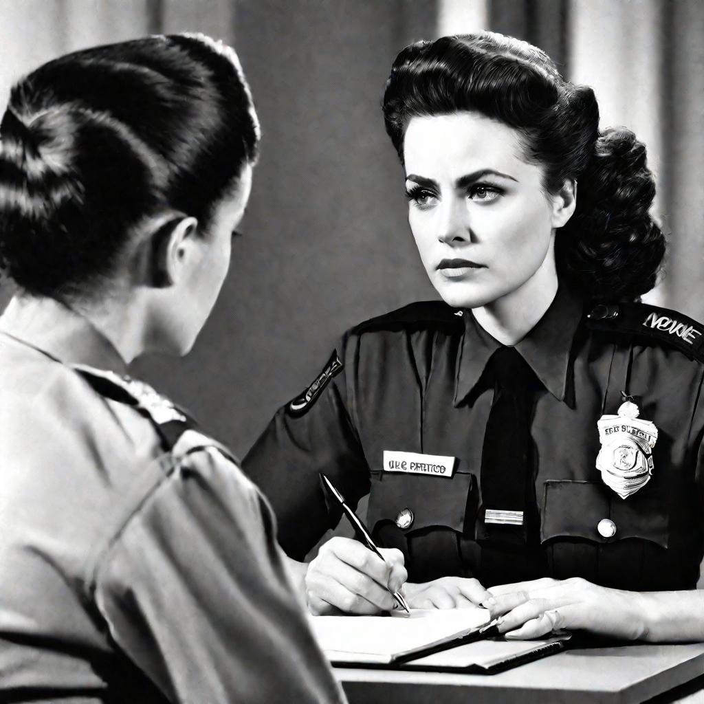 Женщина дает показания полицейскому