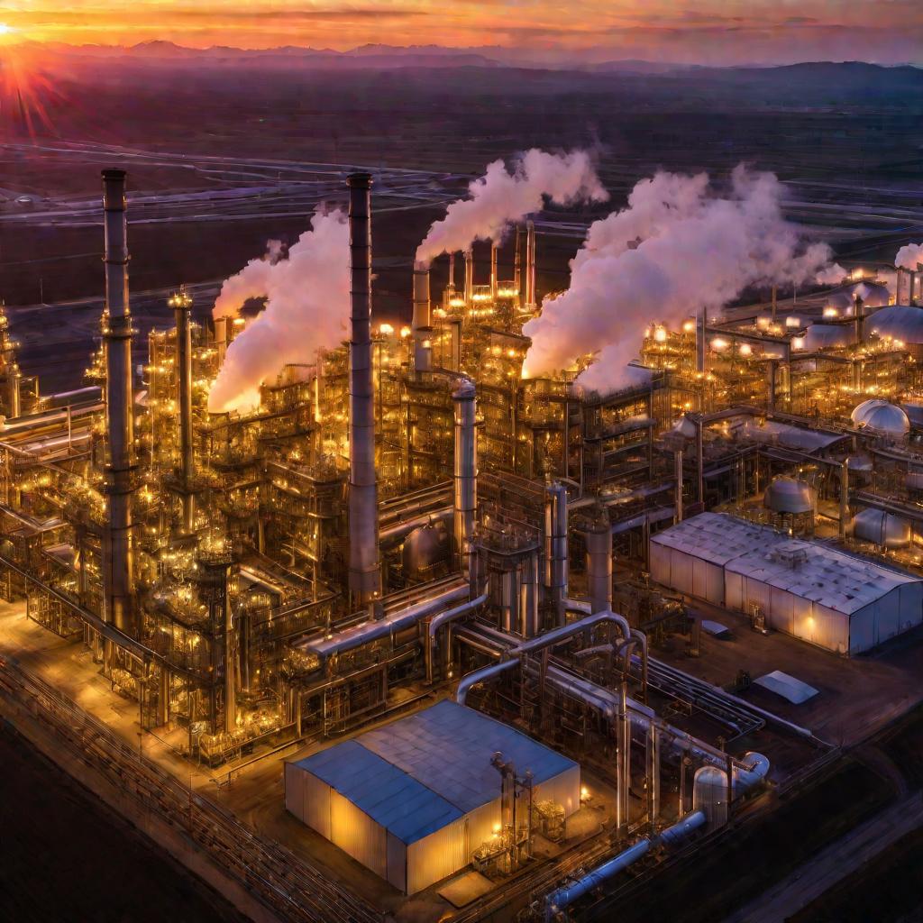 Нефтеперерабатывающий завод на закате